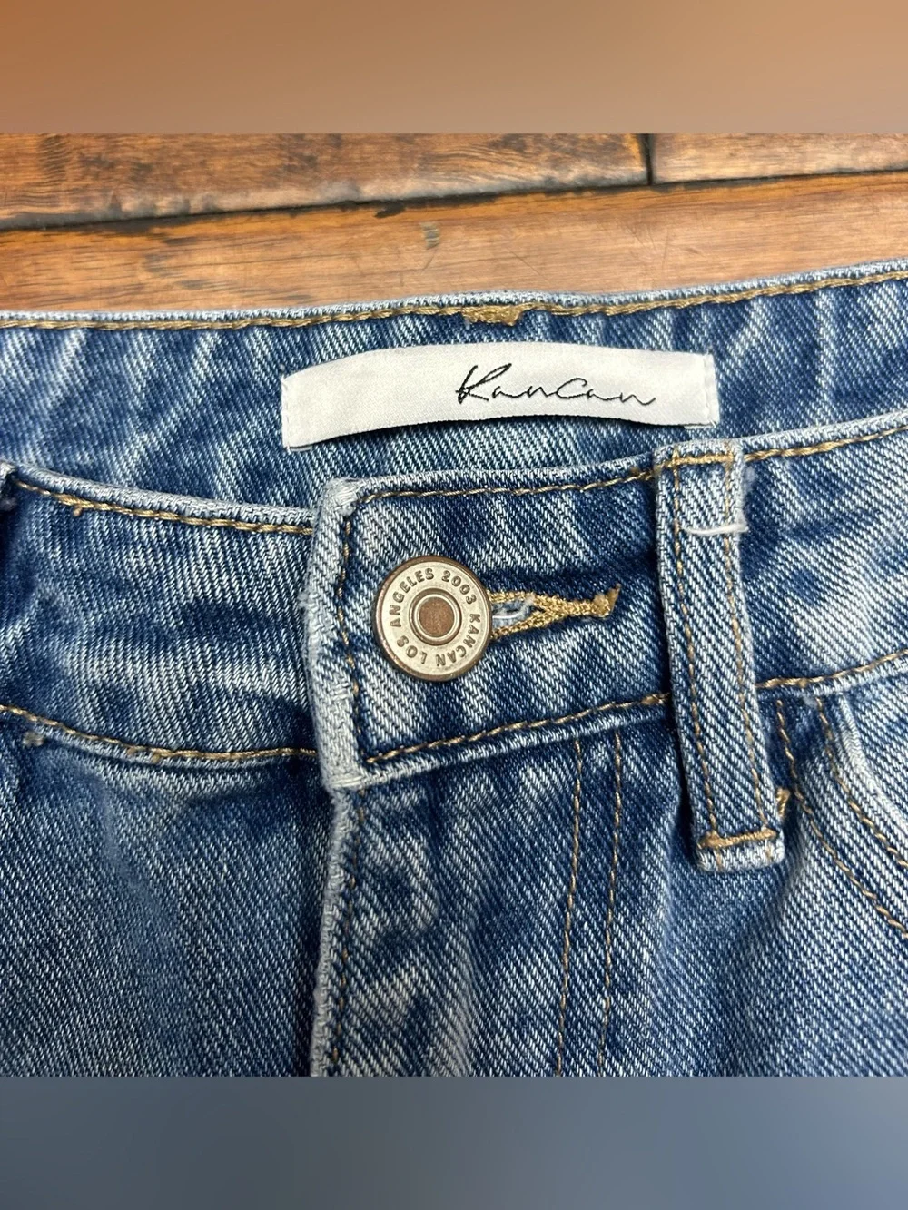 KanCan Medium Blue Distressed Denim Shorts
